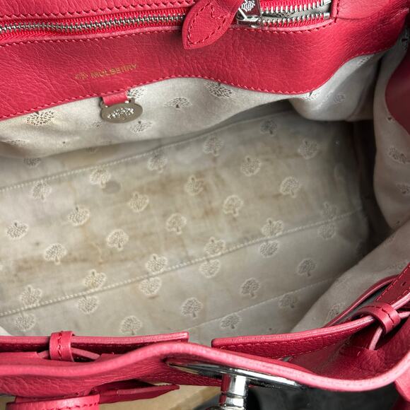 Bayswater Inspired Leather Tote Satchel Red Silver Toned Hardware READ - Picture 9 of 16